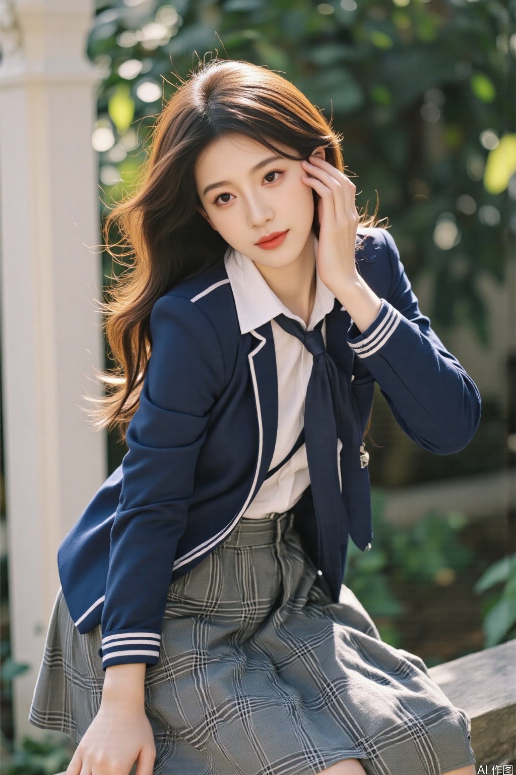 Ultra photoreal, Insane Details,32K,Realistic,
pose v1,1girl, wearing jk college uniform,hand
