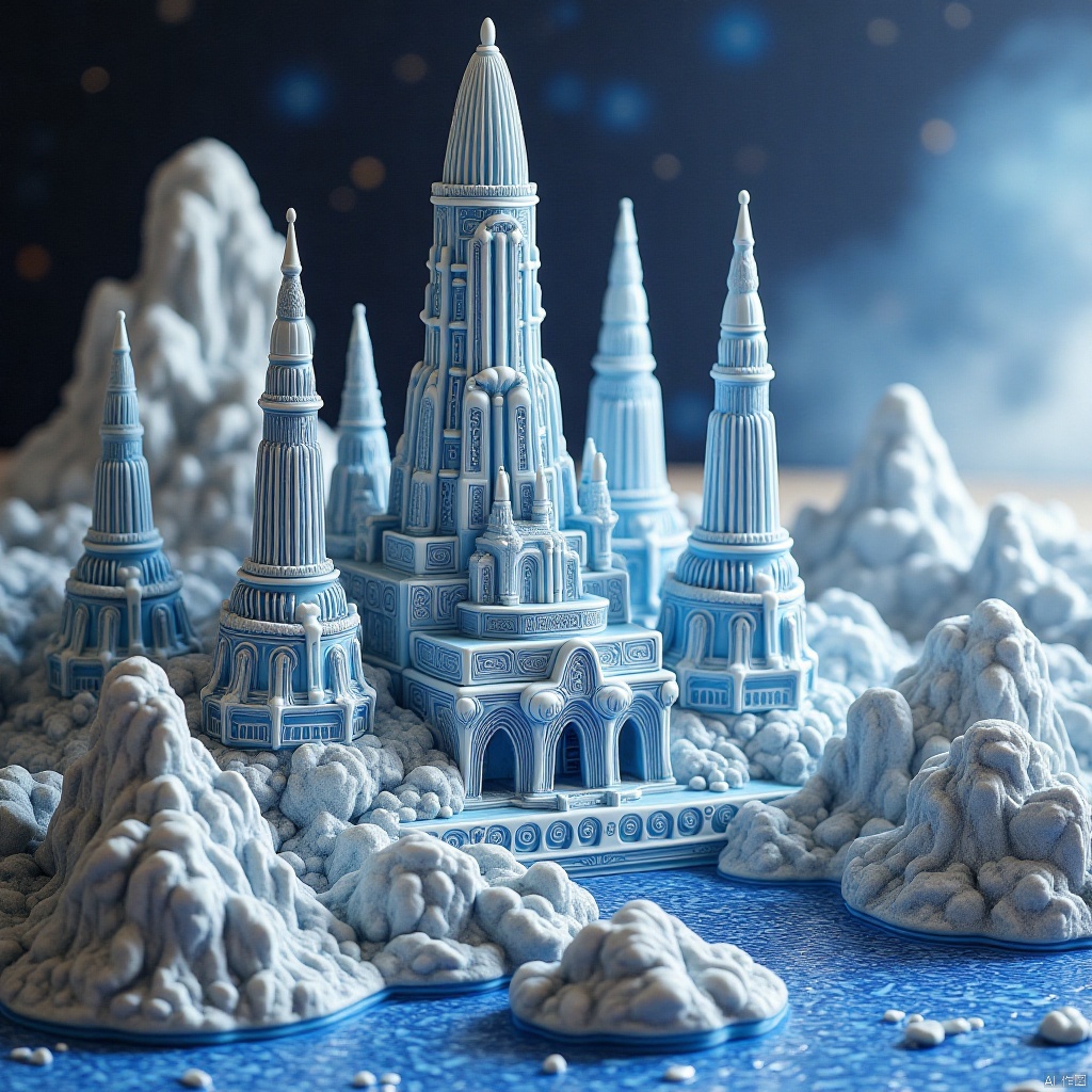 A city made of porcelain, porcelain, science fiction space, spaceship,瓷器