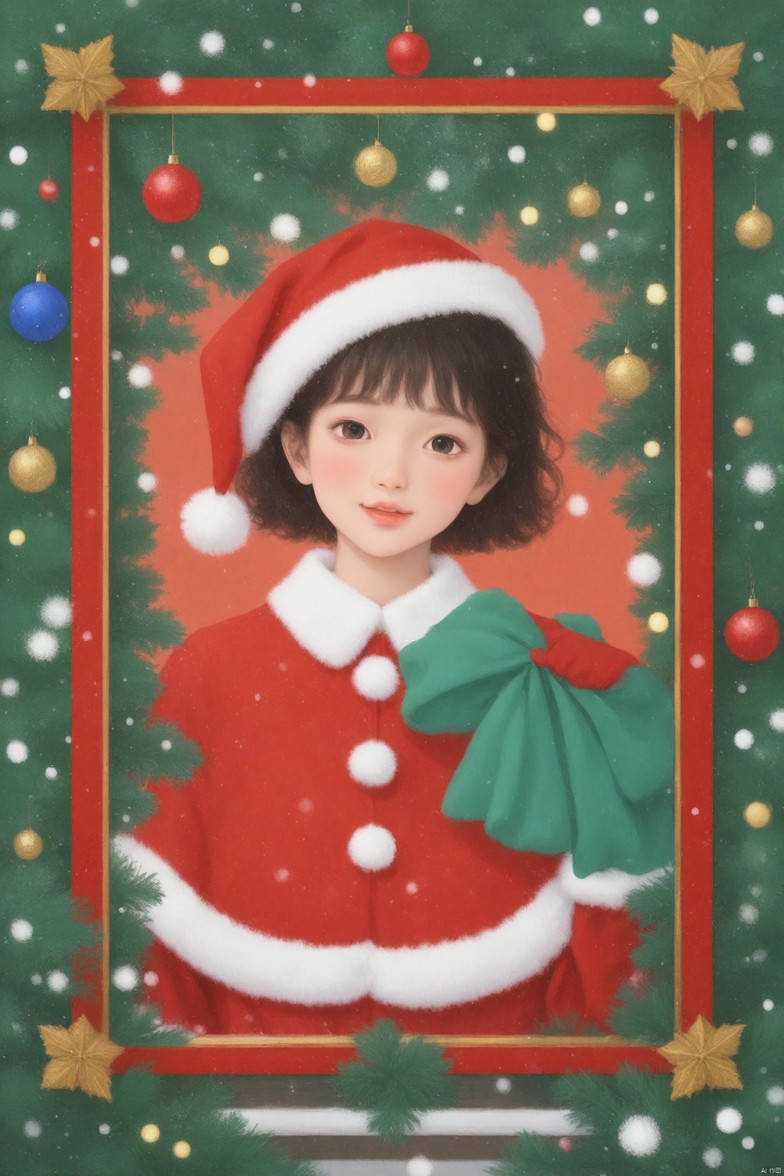 1girl, Christmas Frame Scene