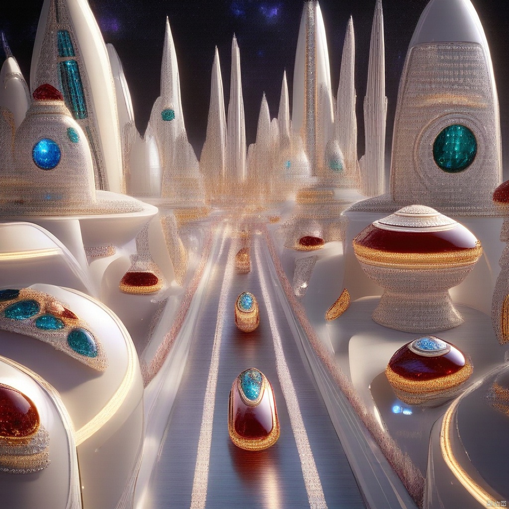 现代城市,porcelain, science fiction space, spaceship,珠宝,jewelry,高清,杰作