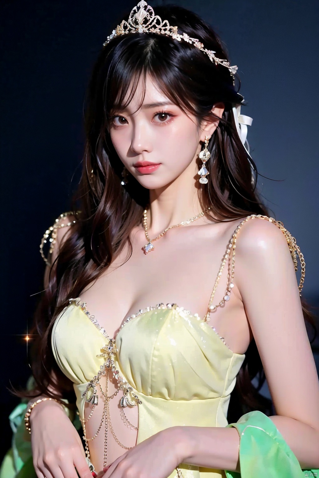 Ultra high quality, looking at you, a girl with gorgeous clothing, earrings, necklace,dark background,indoor, dark house,