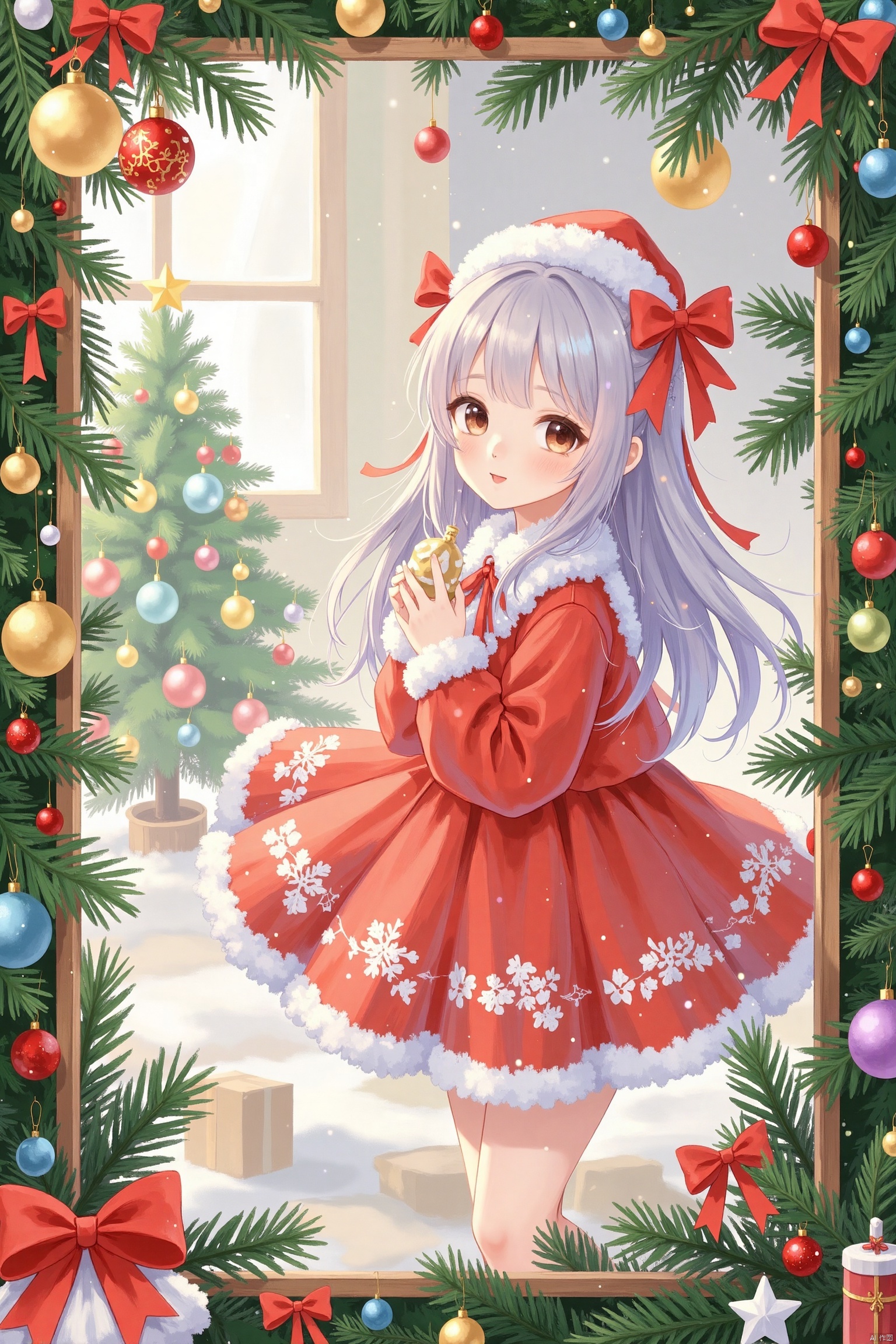 1girl, Christmas Frame Scene