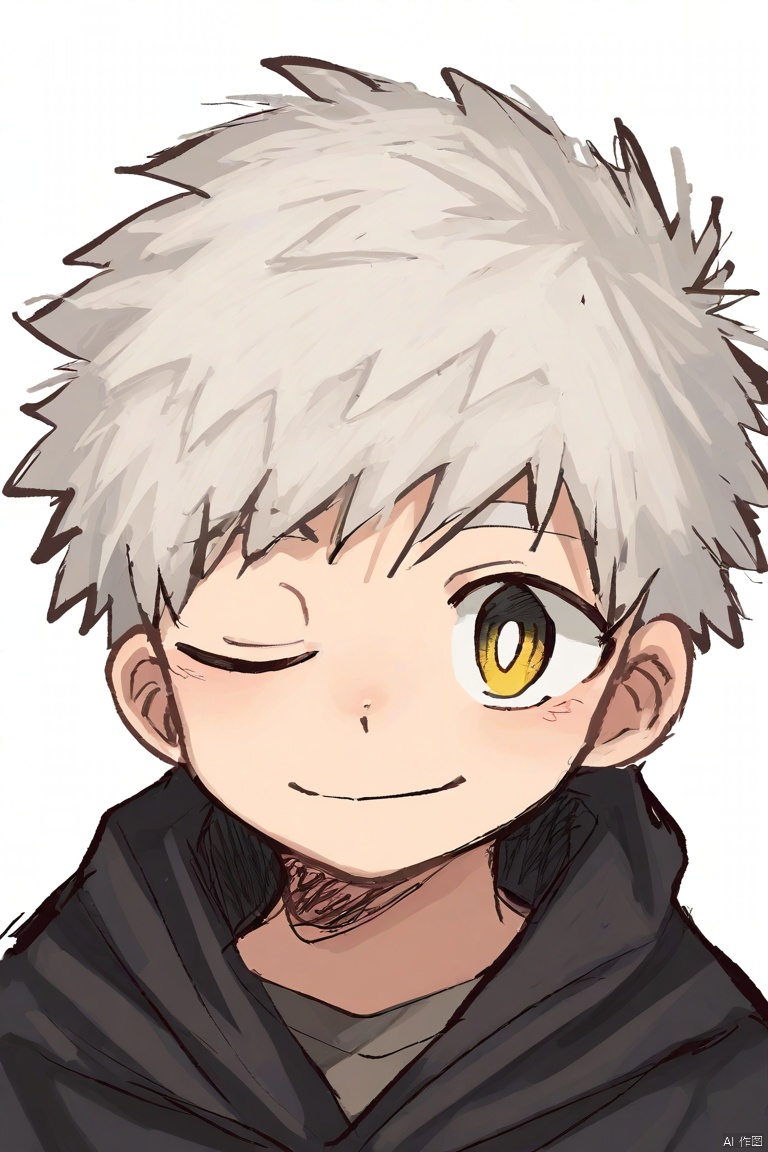(wool_bl-style), 
solo,young_male,shota, 
BREAK, 
portrait,wink, 
(masterpiece, best quality:1.1),