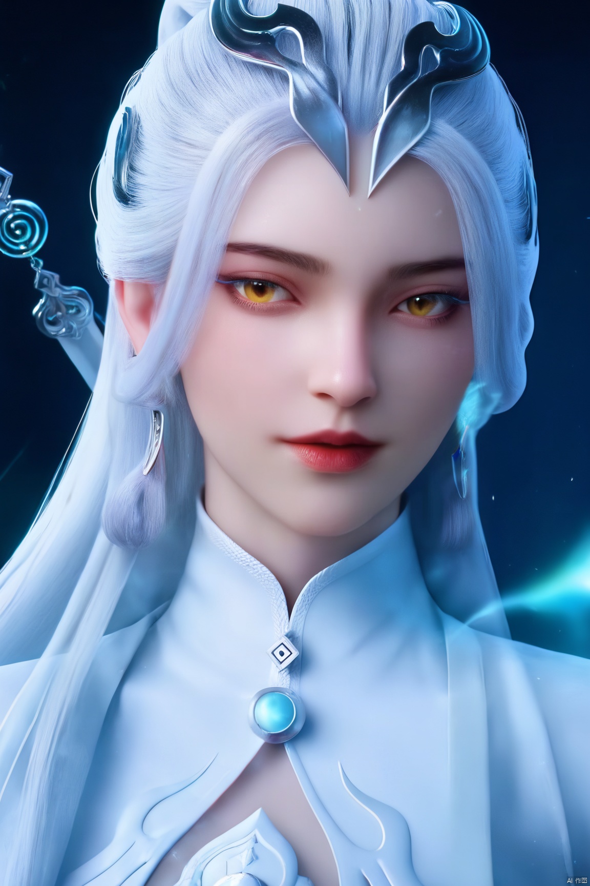 score_9_up,score_8_up,score_7_up,(Masterpiece, Best Quality, Photorealistic, High Resolution, 8K Raw),
1girl, solo, long hair, looking at viewer, hair ornament, jewelry, closed mouth, yellow eyes, upper body, white hair, earrings, lips,
pale skin,translucent,realistic,white skin,high detailed skin,(detailed skin:1.1),highly detailed,ultra-high resolution,32K UHD,sharp focus,best-quality,masterpiece,unconventional supreme masterpiece,masterful details,temperate atmosphere,with a high-end texture,in the style of fashion photography,Dynamic Angle,(Dynamic posture:1.1),OverallDetailXL,zPDXL3,GX_style