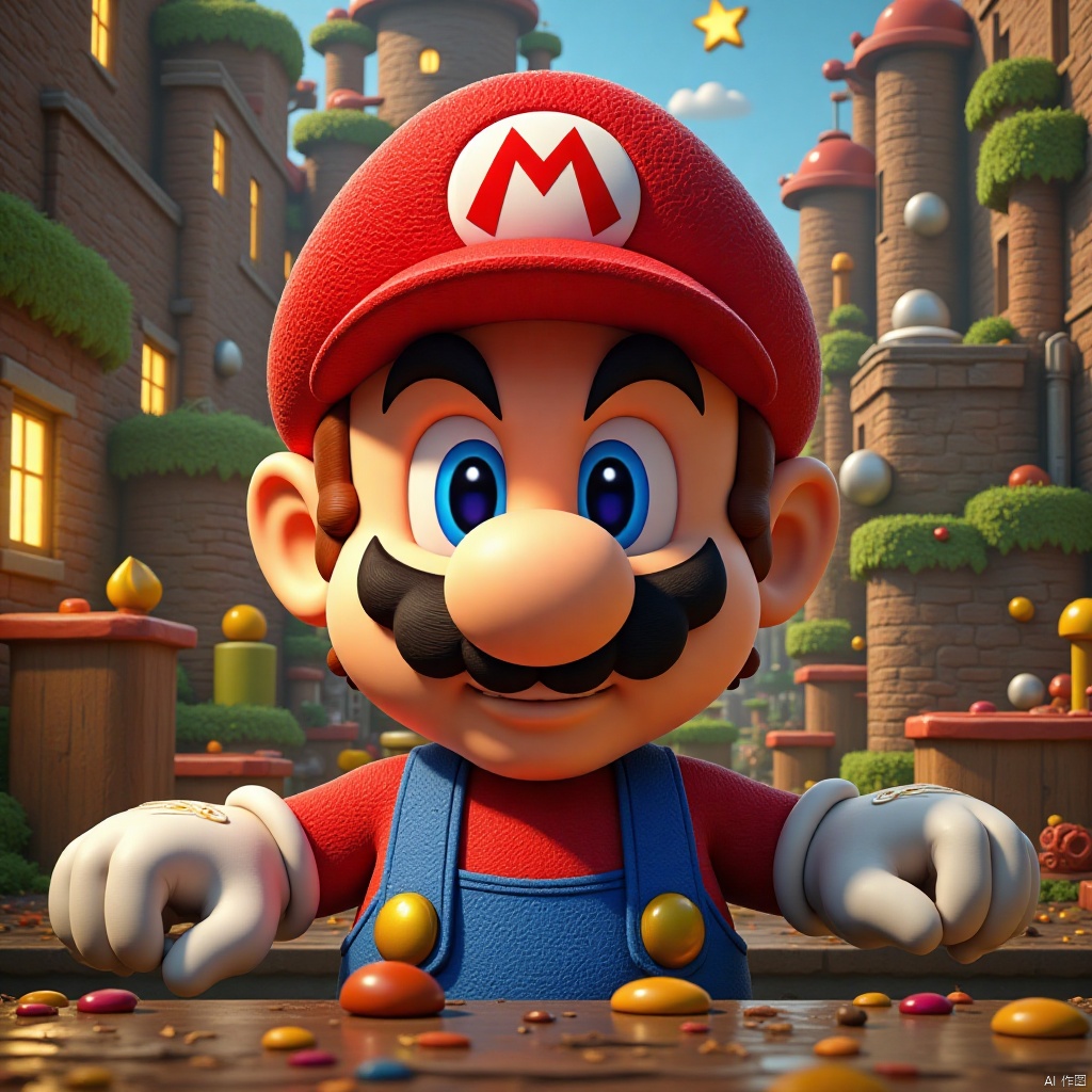  ((Best Quality)), ((Masterpiece)), (Very detailed:1.3), 
1boy,Super Mario,solo,chest hair,red shirt,