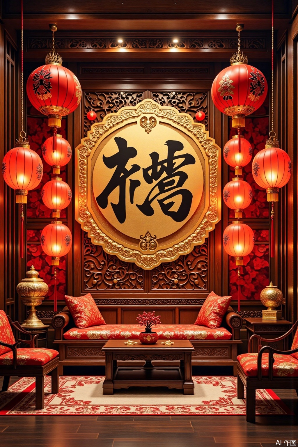 Ultra photoreal, Insane Details, 32K, Realistic,
Chinese New Year scene interior design