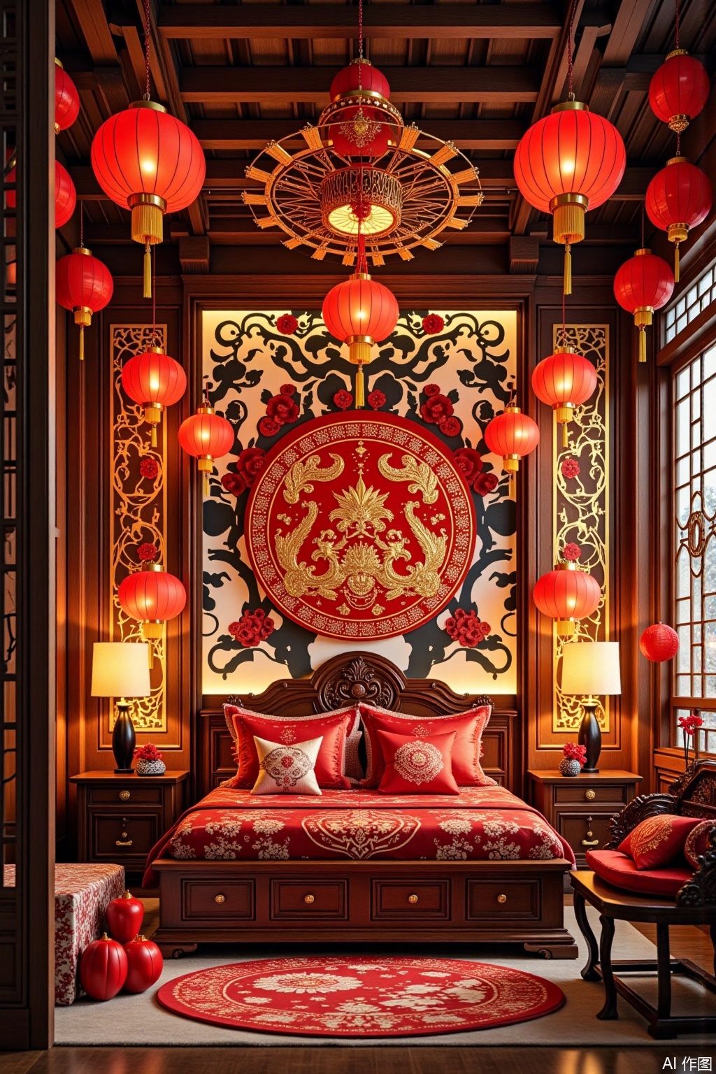 Ultra photoreal, Insane Details, 32K, Realistic,
Chinese New Year scene interior design