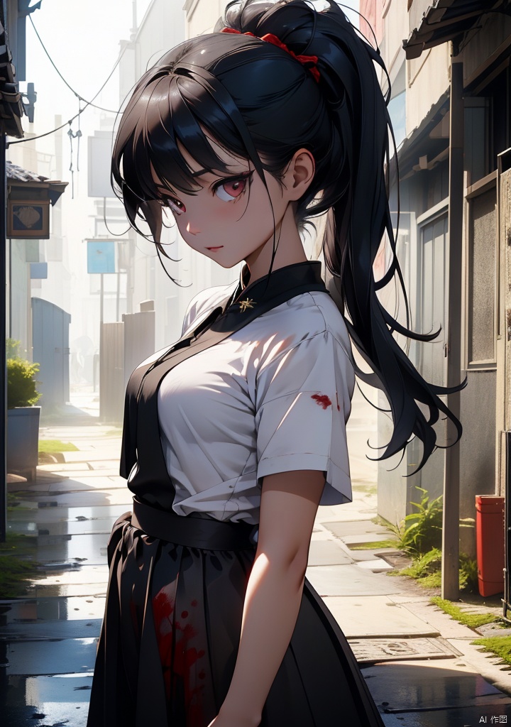 Dark,Chinese Terror,Female Ghost,Long Hair,Broken White Skirt,Dilapidated and Humid Bluestone Alley,Blood,Undead,Horror,Supernatural,Mystery,Dark Atmosphere,
HDR,UHD,8K,best quality,masterpiece,Highly detailed,Studio lighting,ultra-fine painting,sharp focus,physically-based rendering,extreme detail description,Professional,masterpiece,best quality,delicate,beautiful,