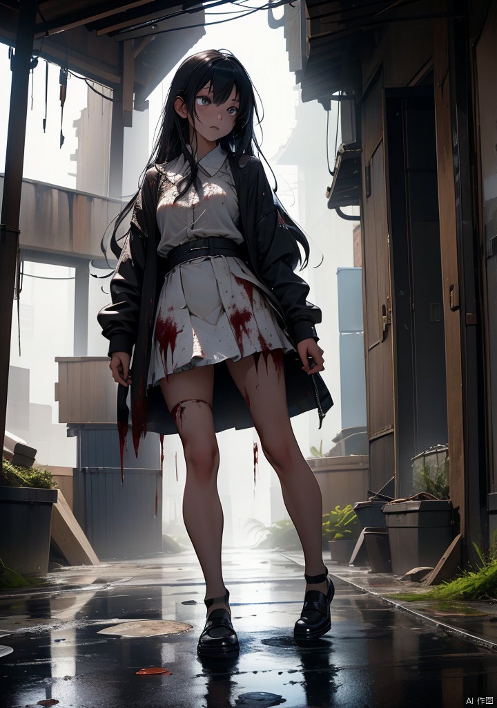 Dark,Chinese Terror,Female Ghost,Long Hair,Broken White Skirt,Dilapidated and Humid Bluestone Alley,Blood,Undead,Horror,Supernatural,Mystery,Dark Atmosphere,
HDR,UHD,8K,best quality,masterpiece,Highly detailed,Studio lighting,ultra-fine painting,sharp focus,physically-based rendering,extreme detail description,Professional,masterpiece,best quality,delicate,beautiful,