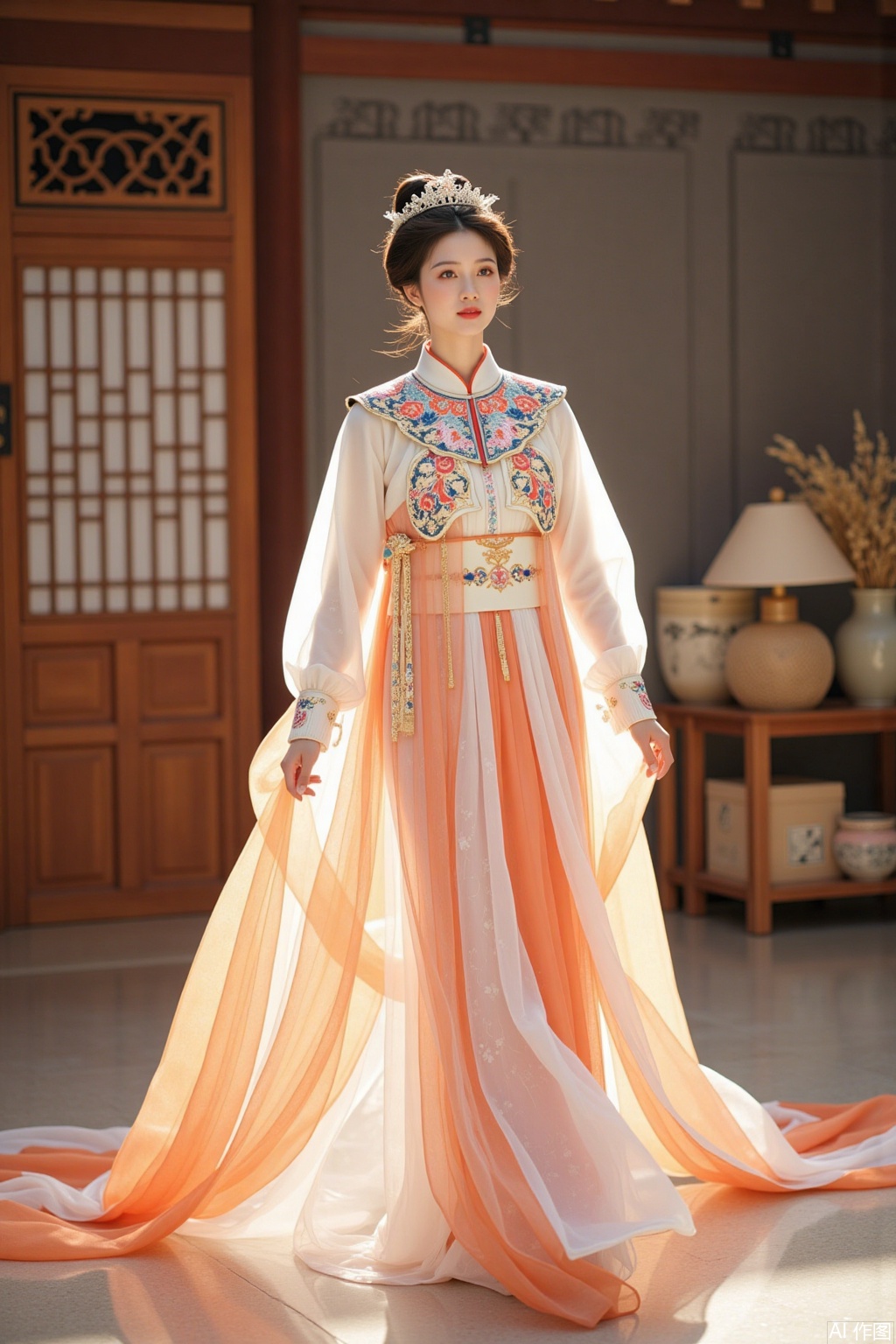 Real photo,,hanfu_Orange&white,1girl

