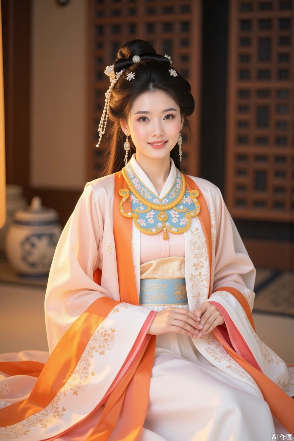 Real photo,,hanfu_Orange&white,1girl
