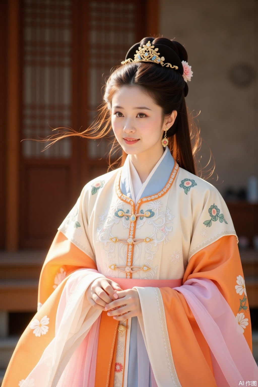 Real photo,,hanfu_Orange&white,1girl
