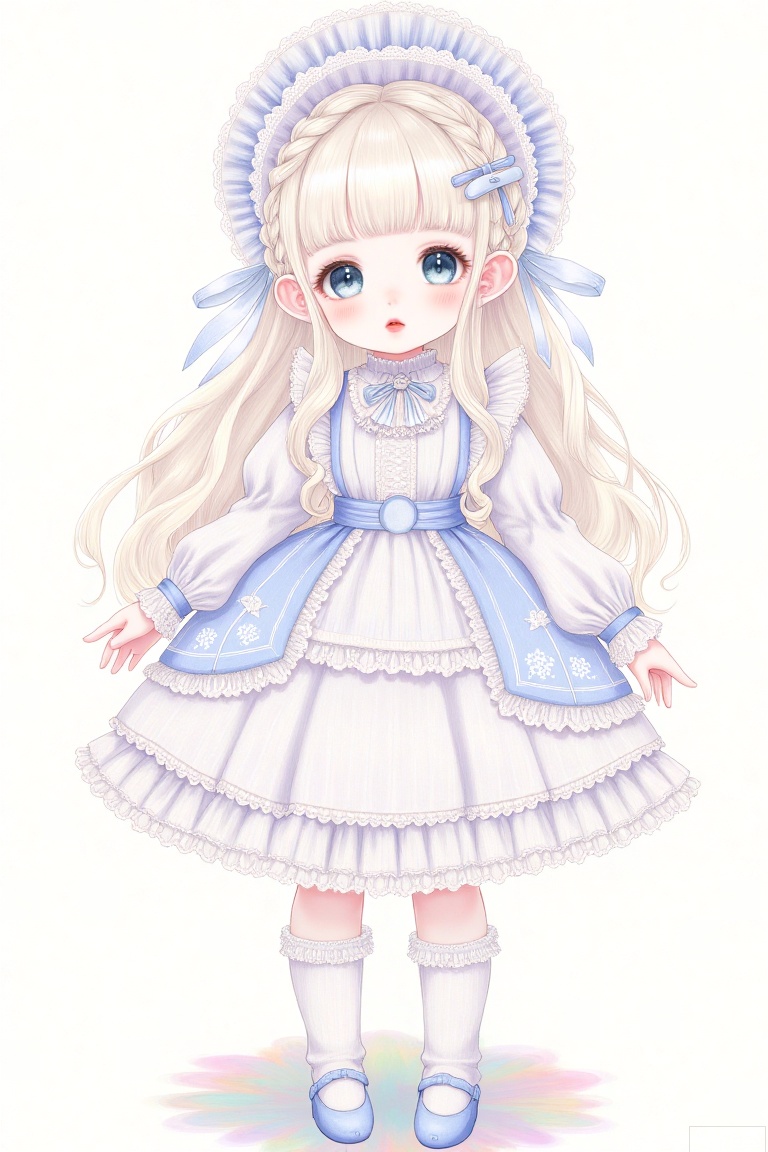 1girl,chibi,white hair,full_body