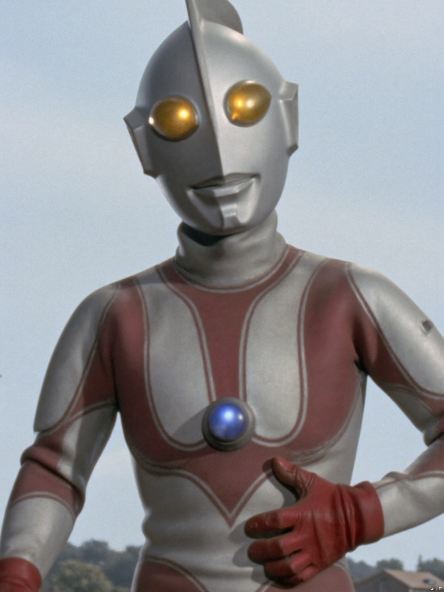 ultraman,silver bodysuit,red gloves,legwear,gloves,red boots,cover,mask,plugsuit,armor,bodysuit,red pattern on body,silver tight-fitting,red footwear,helmet,leather suit,latex,tokusatsu,no humans,science fiction,silver head,hard mask,no smile,no eyes,no nose,solo,silver rubber bodysuit with red line