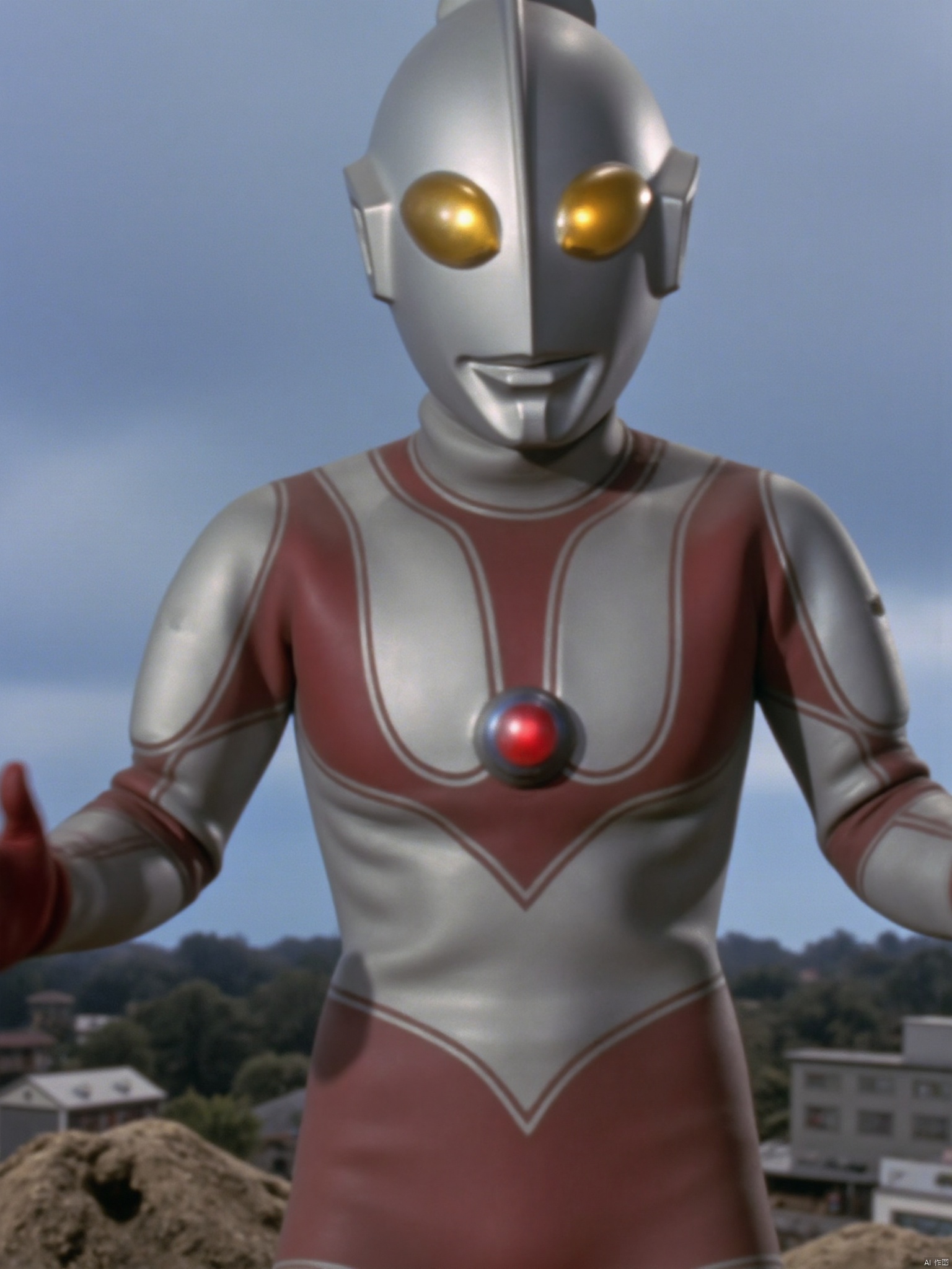 ultraman,silver bodysuit,red gloves,legwear,gloves,red boots,cover,mask,plugsuit,armor,bodysuit,red pattern on body,silver tight-fitting,red footwear,helmet,leather suit,latex,tokusatsu,no humans,science fiction,silver head,hard mask,no smile,no eyes,no nose,solo,silver rubber bodysuit with red line