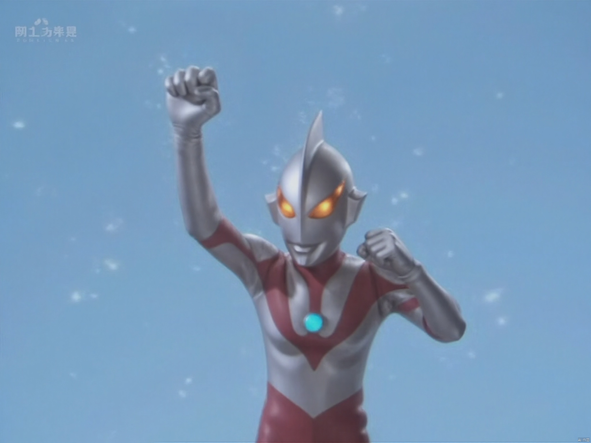 ultraman,silver bodysuit,silver gloves,legwear,gloves,boots,cover,mask,plugsuit,armor,bodysuit,red pattern on body,silver tight-fitting,silver footwear,helmet,leather suit,latex,tokusatsu,no humans,science fiction,silver head,hard mask,no smile,no eyes,no nose,solo,silver rubber bodysuit with red line,Ultlive rise,punching,clenched hand