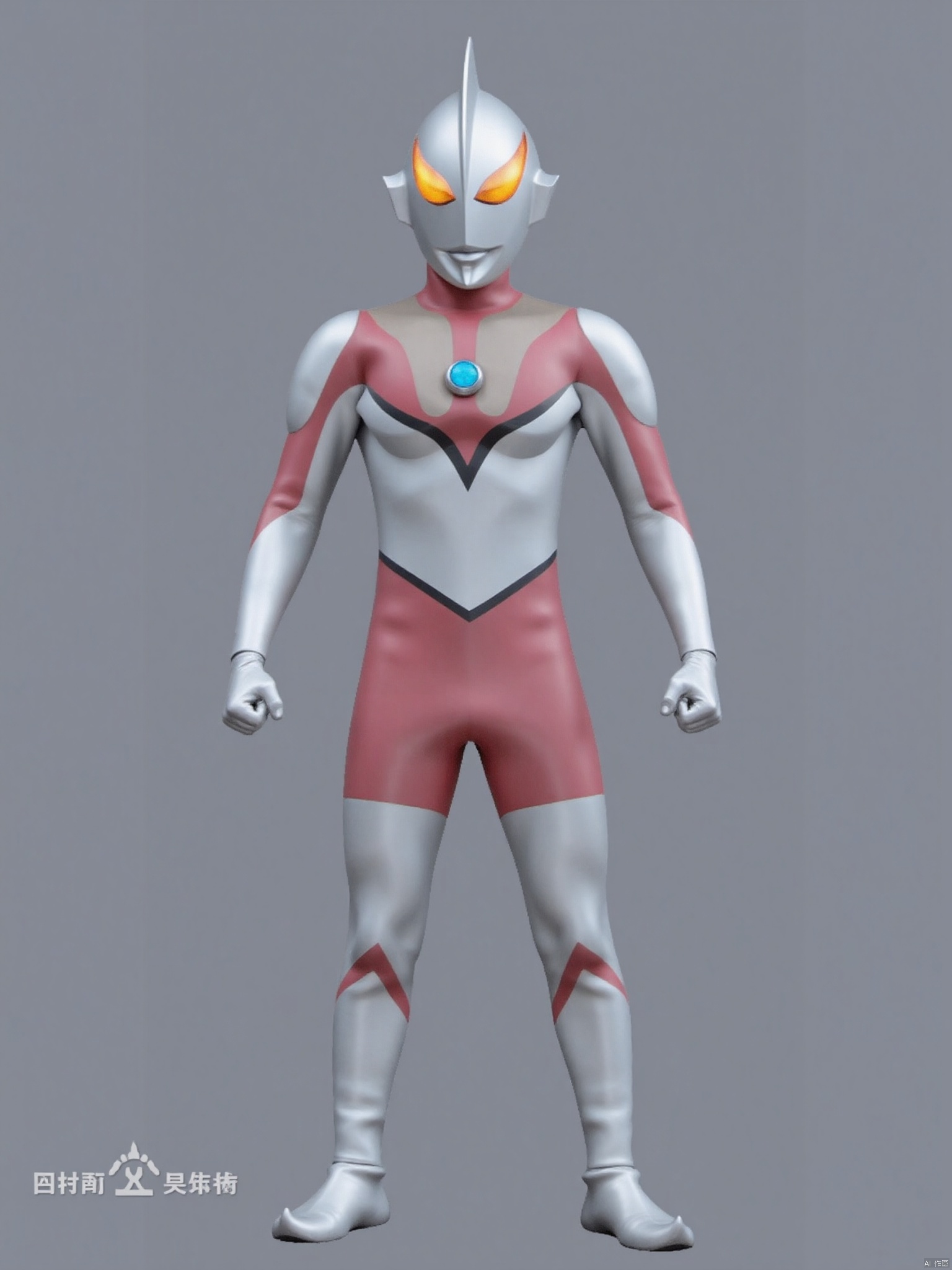 ultraman,silver bodysuit,silver gloves,legwear,gloves,boots,cover,mask,plugsuit,armor,bodysuit,red pattern on body,silver tight-fitting,silver footwear,helmet,leather suit,latex,tokusatsu,no humans,science fiction,silver head,hard mask,no smile,no eyes,no nose,solo,silver rubber bodysuit with red line