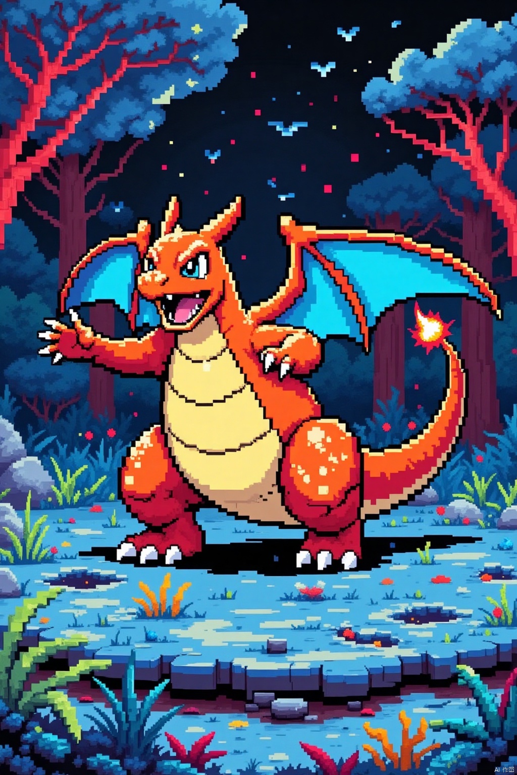 charizard,pixel style,Pixel art style