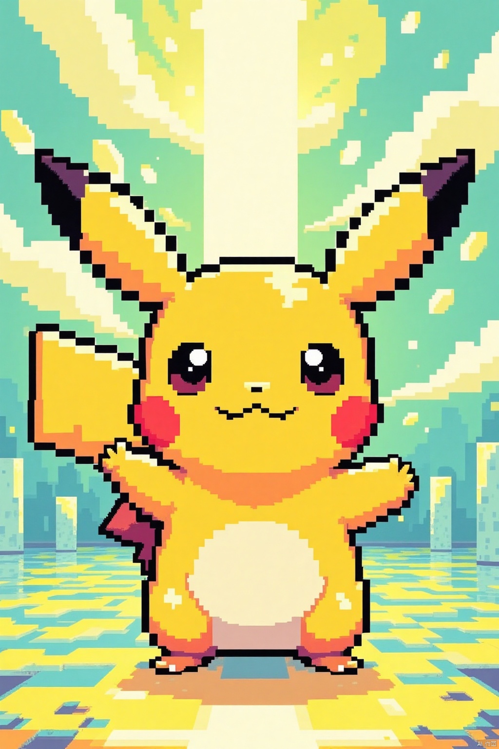 pikachu,pixel style,Pixel art style