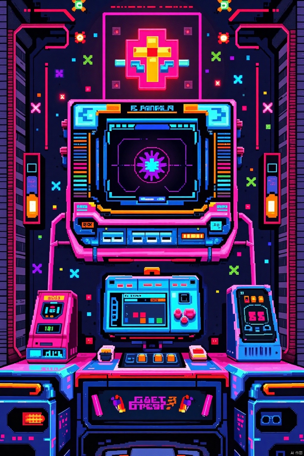 Famicom game boss,pixel style,Pixel art style