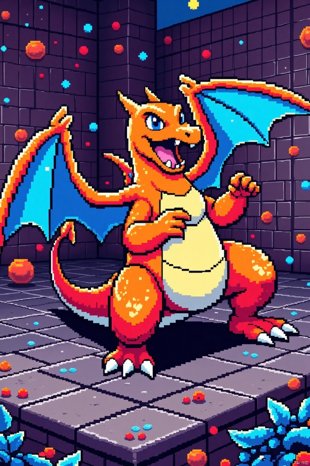 charizard,pixel style,Pixel art style
