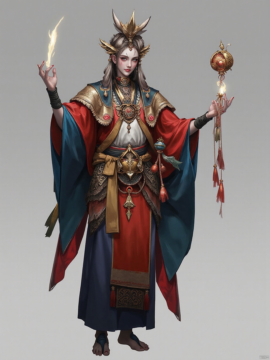 GFXY,New national style,
A djinn with swirling eyes and flowing robes, granting wishes with a wave of its hand.
