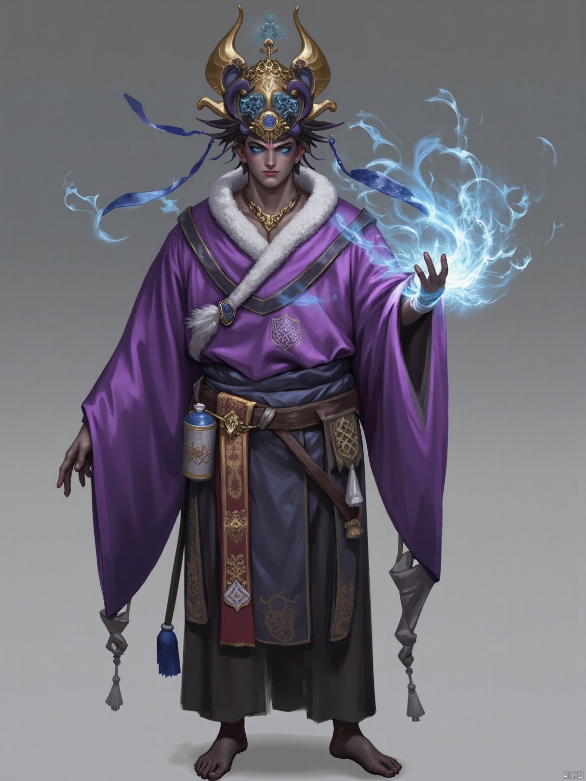 GFXY,New national style,
A djinn with swirling eyes and flowing robes, granting wishes with a wave of its hand.