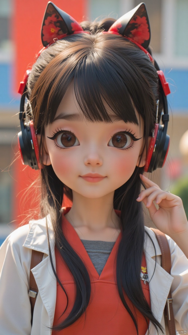 1girl,Wear headphones