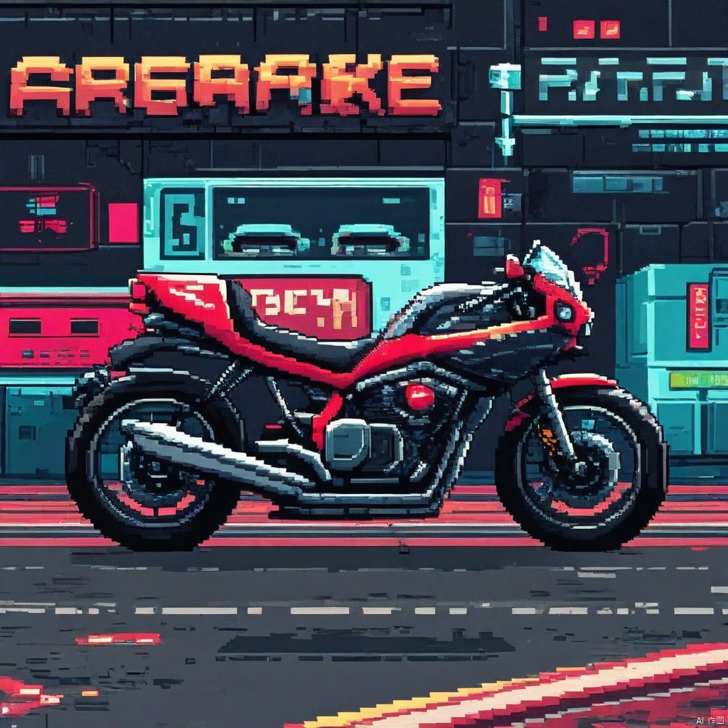 Violent motorcycle,pixel style,Pixel art style