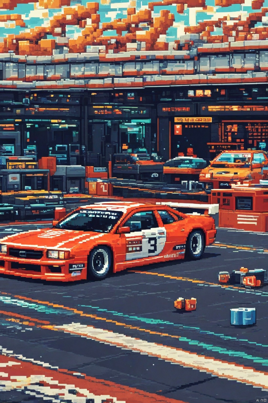 racecar,,pixel style,Pixel art style