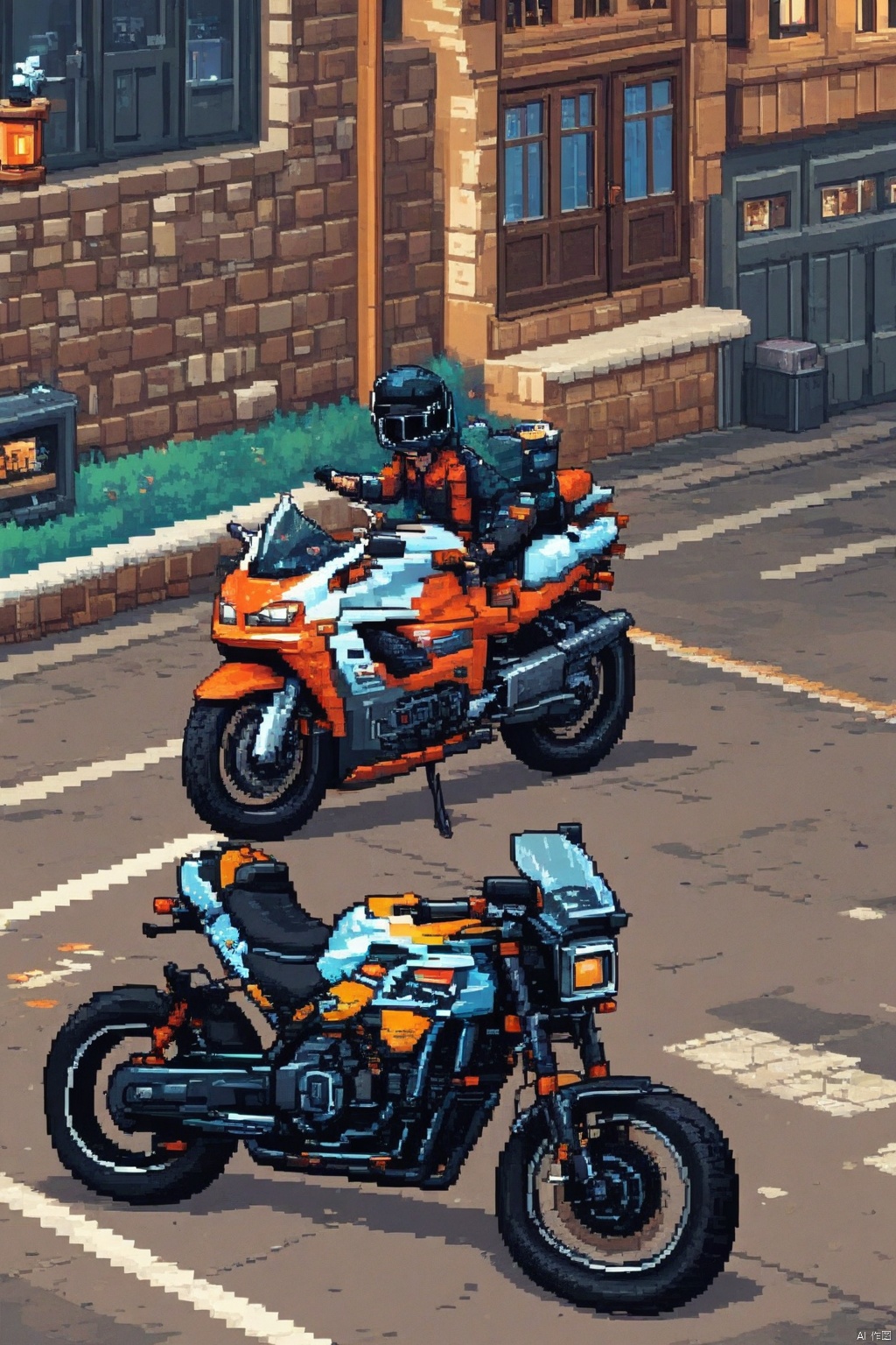 Violent motorcycle,pixel style,Pixel art style
