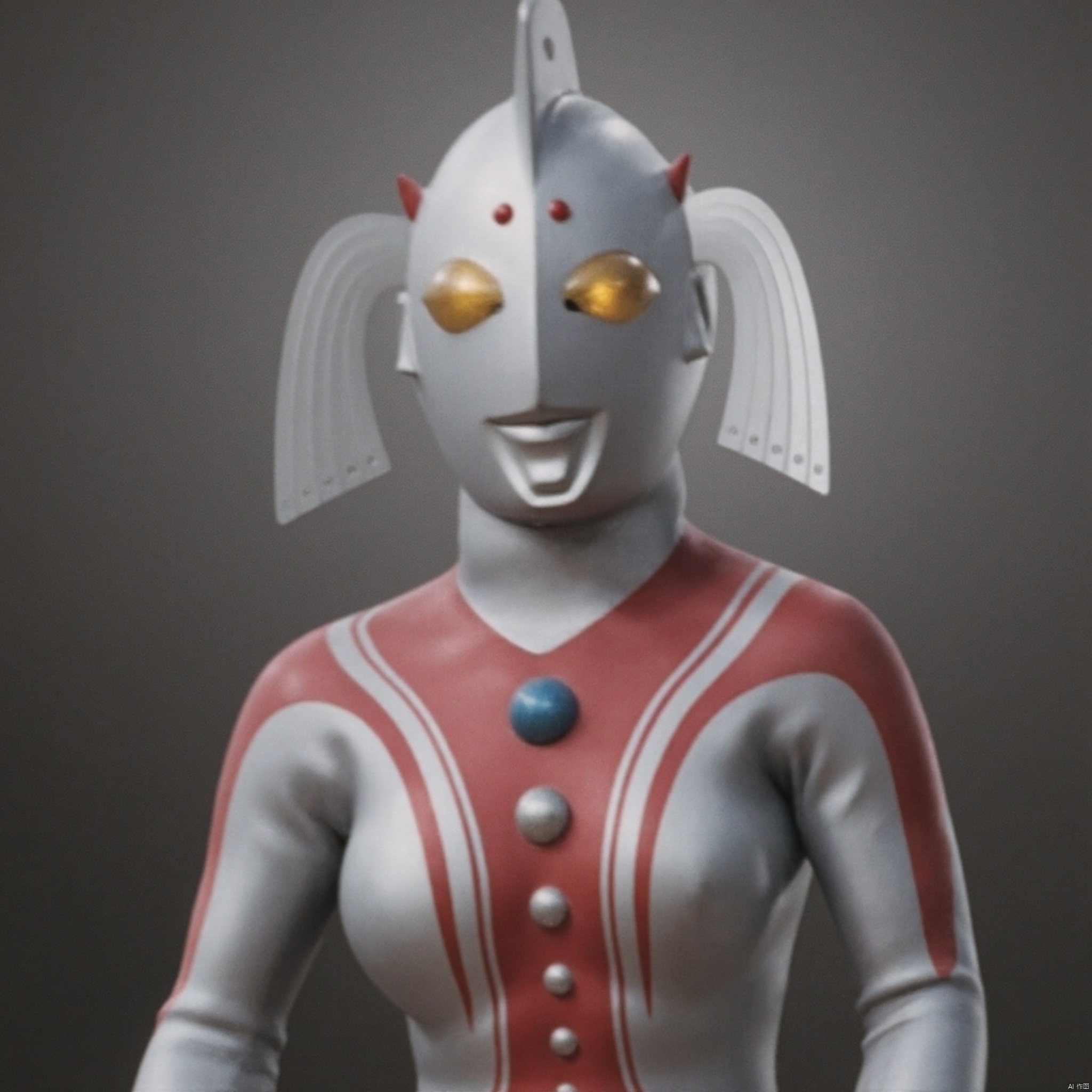 ultraman,silver bodysuit,silver gloves,legwear,gloves,boots,cover,mask,plugsuit,armor,bodysuit,red pattern on body,silver tight-fitting,red footwear,helmet,leather suit,latex,tokusatsu,no humans,science fiction,silver head,hard mask,no smile,no eyes,no nose,solo,silver rubber bodysuit with red line