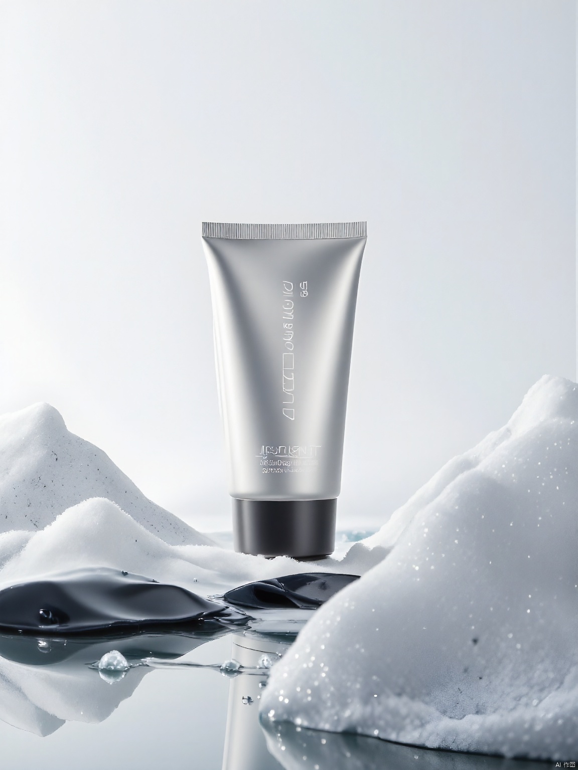 DSCJ, A sleek, metallic tube of face cream with the name "Vitalize" is prominently displayed on a sleek, modern countertop. The lighting is crisp and clear, highlighting the tube's high-end design.