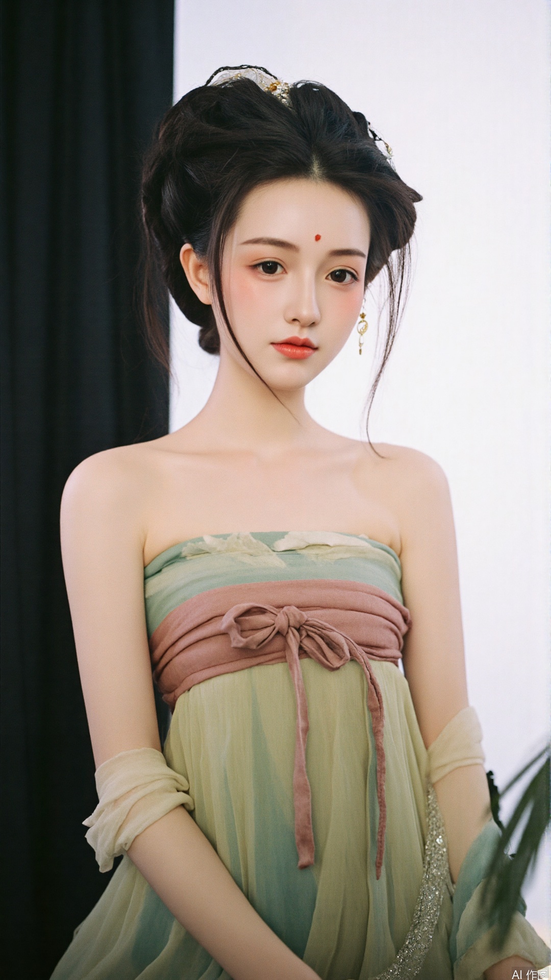 liangyi san,A photograph of a detailed,realistic mannequin dressed in an elegant Chinese Hanfu,with soft lighting highlighting the intricate details of the attire. The background is subtly blurred,adding to the ethereal and dreamy atmosphere.,(masterpiece),(best quality),(ultra-detailed),illustration,disheveled hair,detailed eyes,perfect composition,moist skin,intricate details,earrings,by wlop,cinematic photo . 35mm photograph,film,bokeh,professional,4k,highly detailed,photograph,50mm . cinematic 4k epic detailed 4k epic detailed photograph shot on kodak detailed cinematic hbo dark moody,35mm photo,grainy,vignette,vintage,Kodachrome,Lomography,stained,highly detailed,found footage,analog film photo . faded film,desaturated,35mm photo,grainy,vignette,vintage,Kodachrome,Lomography,stained,highly detailed,found footage,cinematic still . emotional,harmonious,vignette,highly detailed,high budget,bokeh,cinemascope,moody,epic,gorgeous,film grain,grainy,styled by John Galliano,a fashion model,full body,standing,pure background,fashion poster,vogue,photography by Helmut Newton,Retro Style,Fujifilm Provia 400x,strong sunlight,high contrast,film grain,best details,Deconstruction,