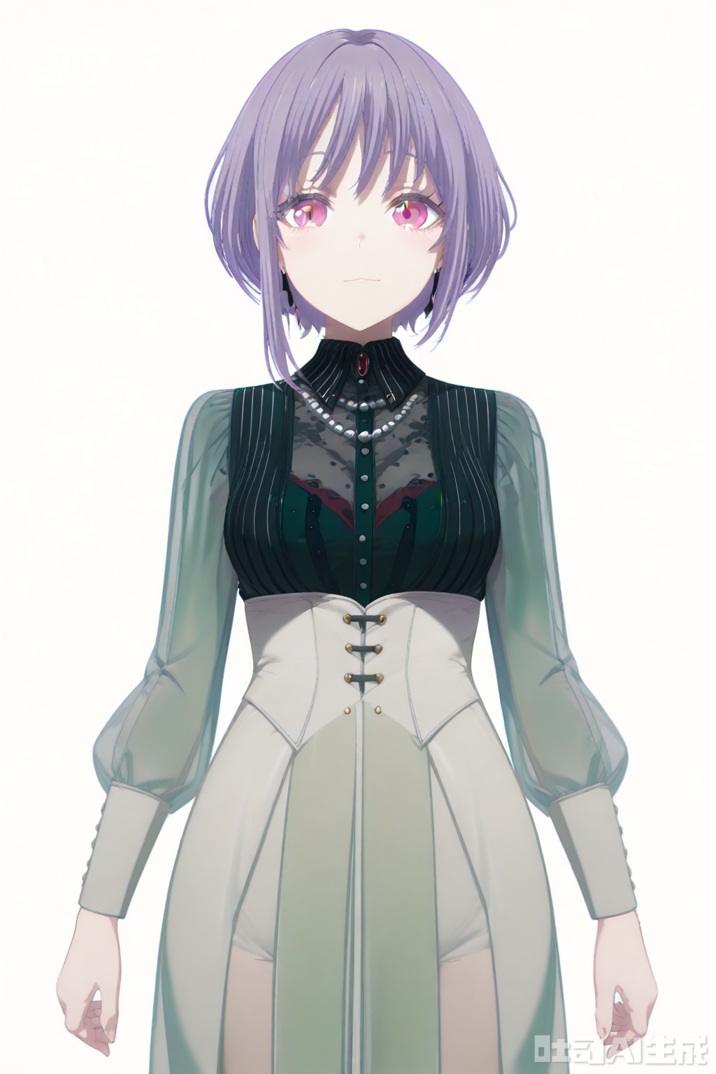 masterpiece, best quality,solo,((white background:1.2)),simple background,
looking at viewer,Yuutenji Nyamu,short hair,purple eyes,red eyes,bangs,purple hair