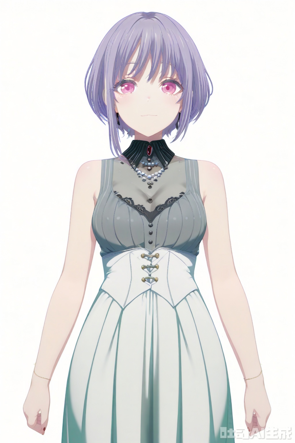 masterpiece, best quality,solo,((white background:1.2)),simple background,
looking at viewer,Yuutenji Nyamu,short hair,purple eyes,red eyes,bangs,purple hair
