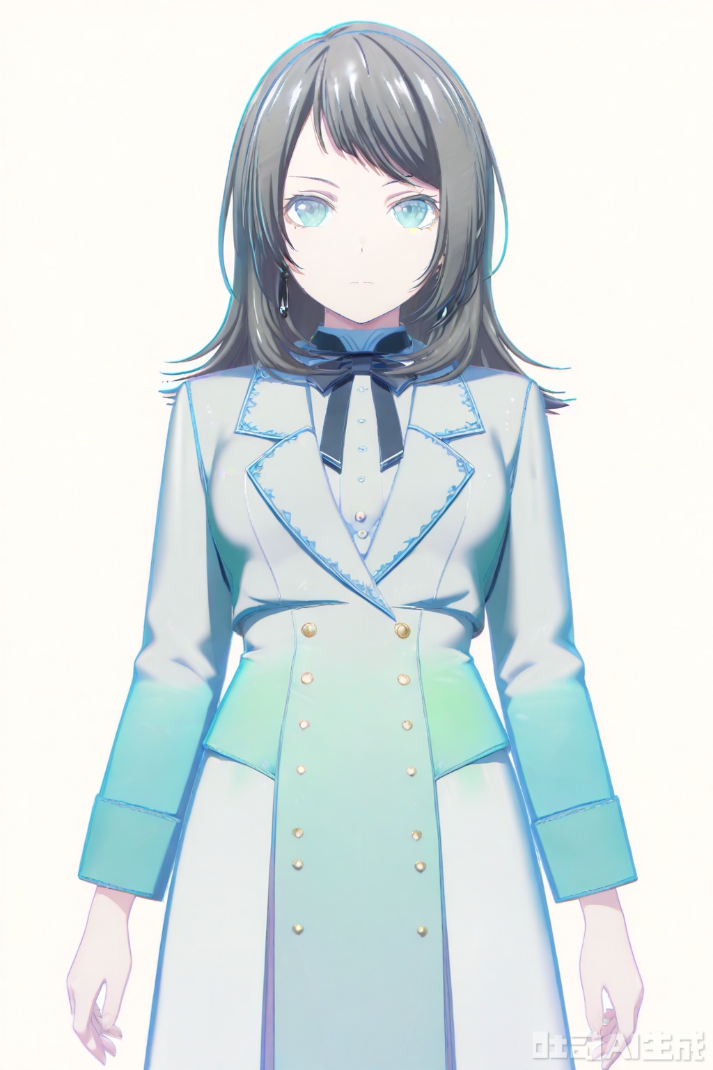 masterpiece, best quality,solo,((white background:1.2)),simple background,
looking at viewer,Yahata Umiri,black hair,long hair,blue eyes,bangs,swept bangs