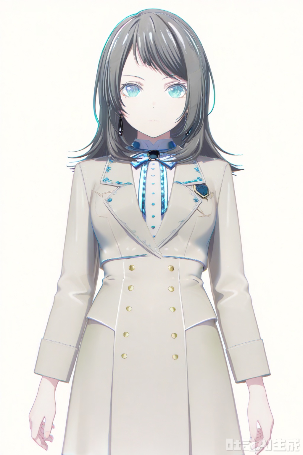 masterpiece, best quality,solo,((white background:1.2)),simple background,
looking at viewer,Yahata Umiri,black hair,long hair,blue eyes,bangs,swept bangs