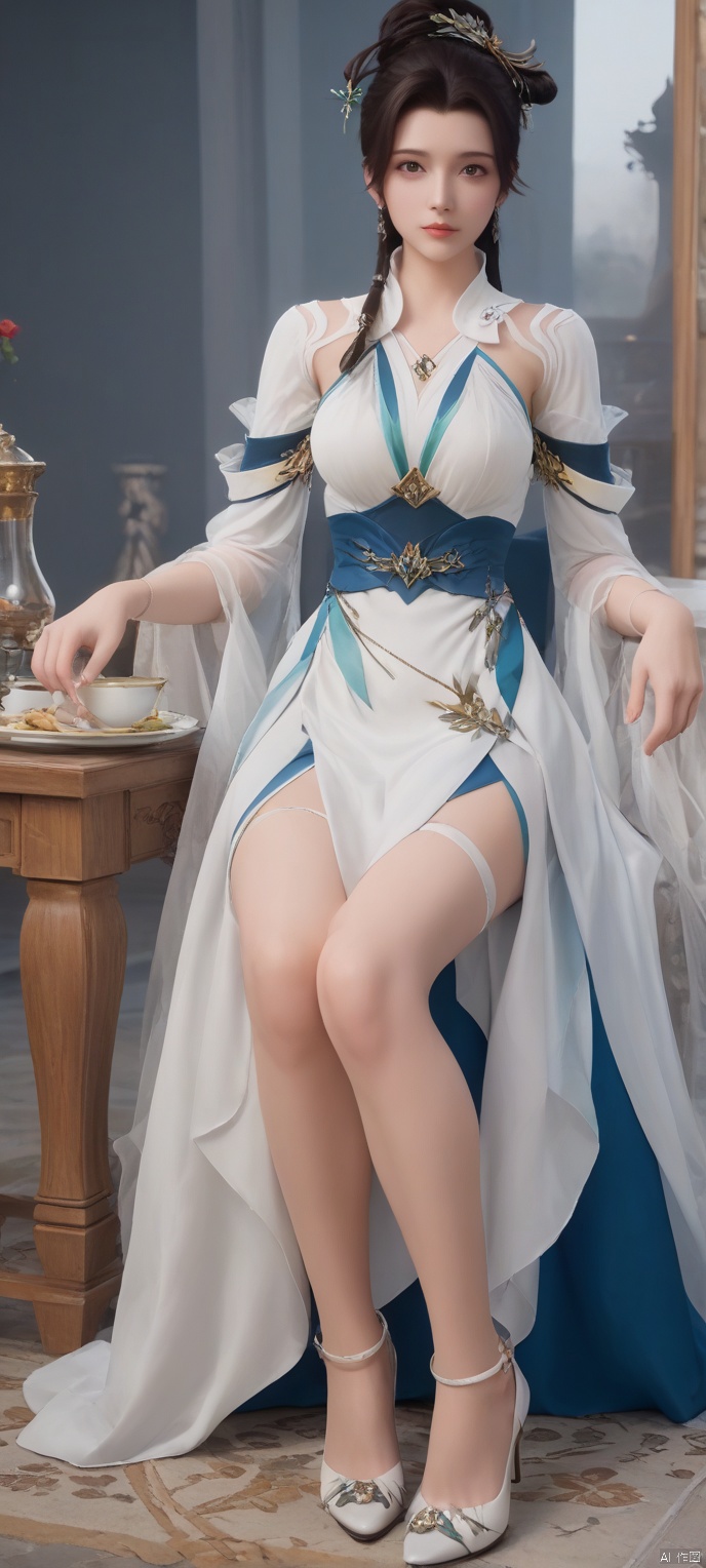 score_9,score_8,(high definition, Best quality, masterpiece, 4K, exquisite skin), 1girl, solo, breasts, looking at viewer, diamond and beam and brilliant background plate, sitting, shoes