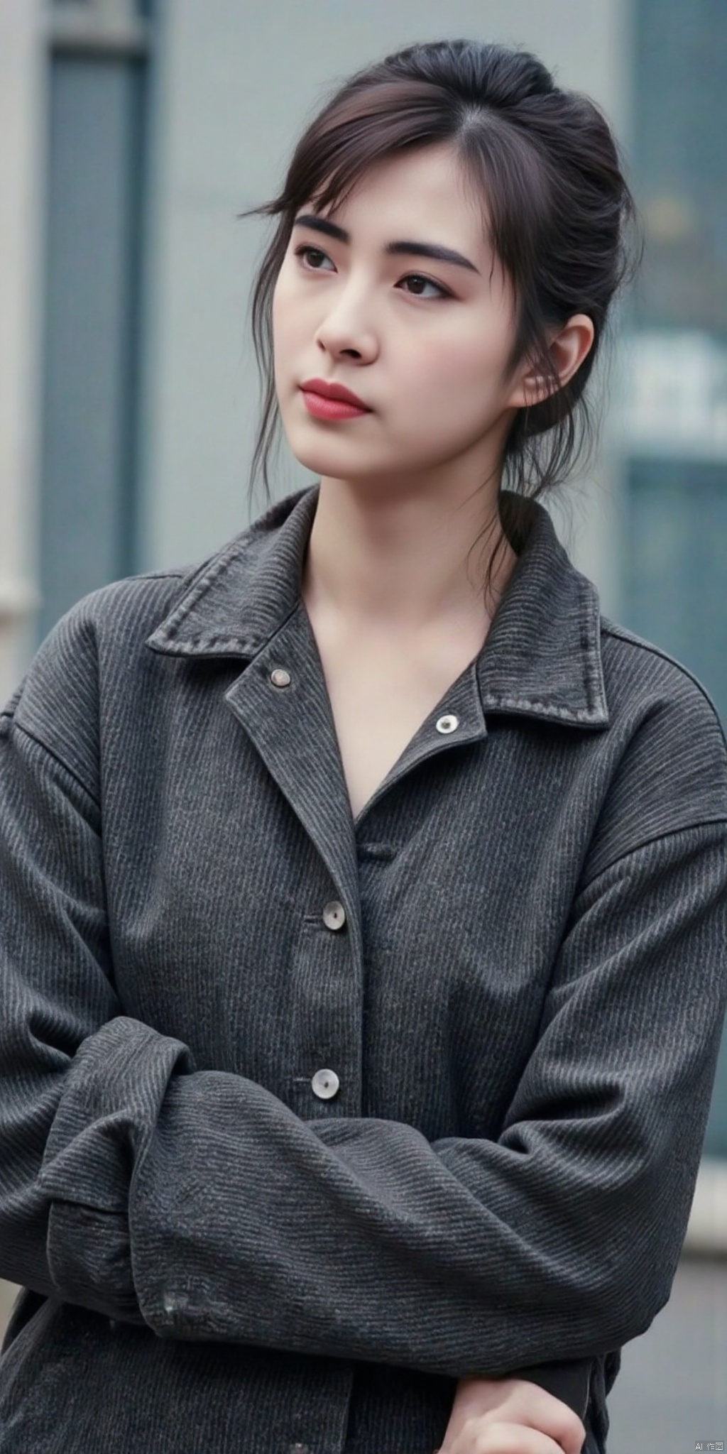 high quality, high resolution, 8K, ultra-detailed, photorealistic, DSLR photography, cinematic, film grain, natural lighting, HDR, ultra-wide-angle lens, deep depth of field, sharp focus,新娘, 黑色婚纱, 红色高跟鞋, 废弃码头, 双手叉腰, 眼神自信坚定, 一脚踩栏杆, 身体前倾, 强大气场, 清晨, 破旧木栈道, 锈迹斑斑金属框架, 海藻味道, 对比强烈色调, 黑色, 红色, 阳光, 顺光, 明暗对比, 氛围感, 故事感, 情绪表达, 性感, 优雅, 迷人, 美丽, 个性, 时尚, 力量, 自信, 坚定