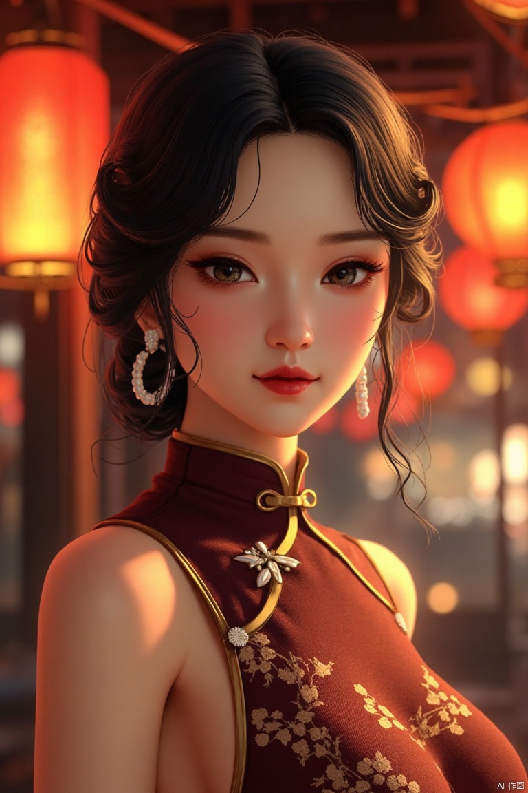 xichun,(best quality,4k,8k,highres,masterpiece:1.2),ultra-detailed,(realistic,photorealistic,photo-realistic:1.37),elegant Chinese woman in 1930s Shanghai,beautiful detailed eyes,beautiful detailed lips,extremely detailed eyes and face,long eyelashes,traditional qipao,pearl necklace,vintage style,retro atmosphere,soft lighting,sepia tones,classic Chinese beauty,old Shanghai street,neon lights,night scene,art deco,gorgeous makeup,graceful posture,hairstyle with waves,shimmering silk,delicate embroidery,oriental elegance,romantic mood,nostalgic vibe,antique furniture,classic architecture,refined details,atmospheric shadows,rich textures,professional photography,studio lighting,sharp focus,physically-based rendering,extreme detail description,vivid colors,bokeh,portrait,concept artists