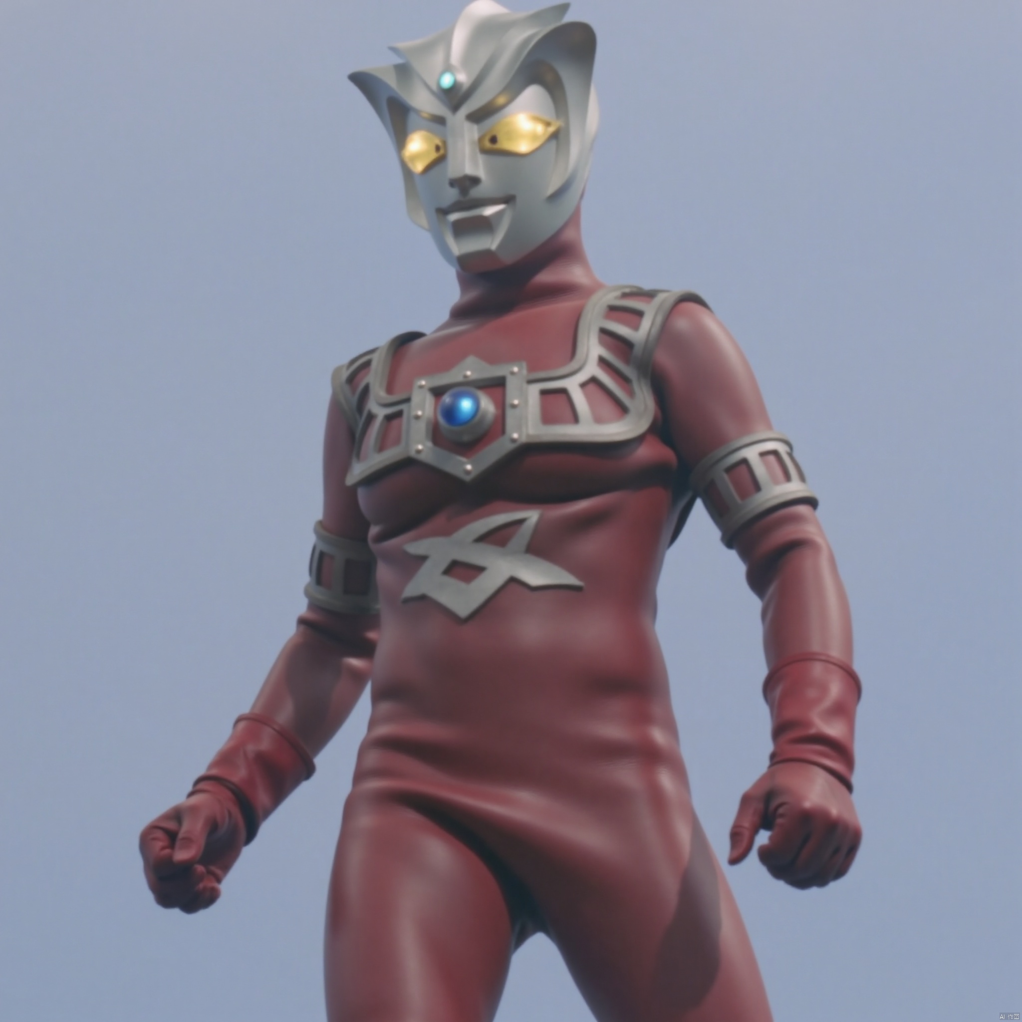 ultraman,red bodysuit,red gloves,legwear,gloves,boots,cover,mask,plugsuit,armor,bodysuit,silver pattern on body,red tight-fitting,red footwear,helmet,leather suit,latex,tokusatsu,no humans,science fiction,silver head,hard mask,no smile,no eyes,no nose,solo,red rubber bodysuit with silver line