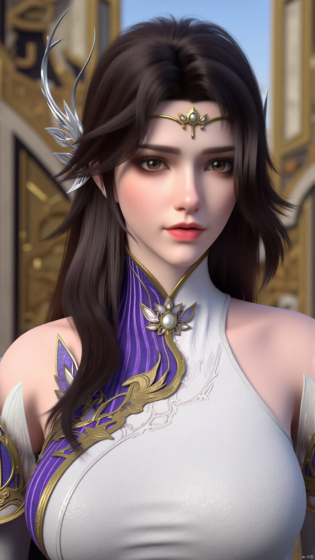 xuanyi,  . This is a highly detailed digital illustration of a young,  East Asian woman with an ethereal by Tim_Yi on Tens...