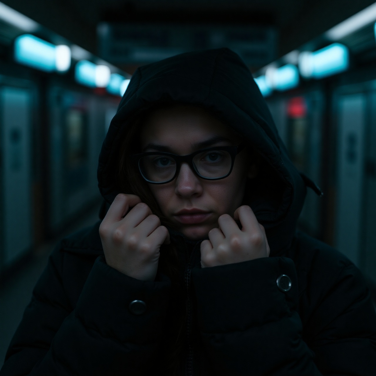 maxdark,  A woman with a neutral,  steady gaze is the central focus on Tensor.Art