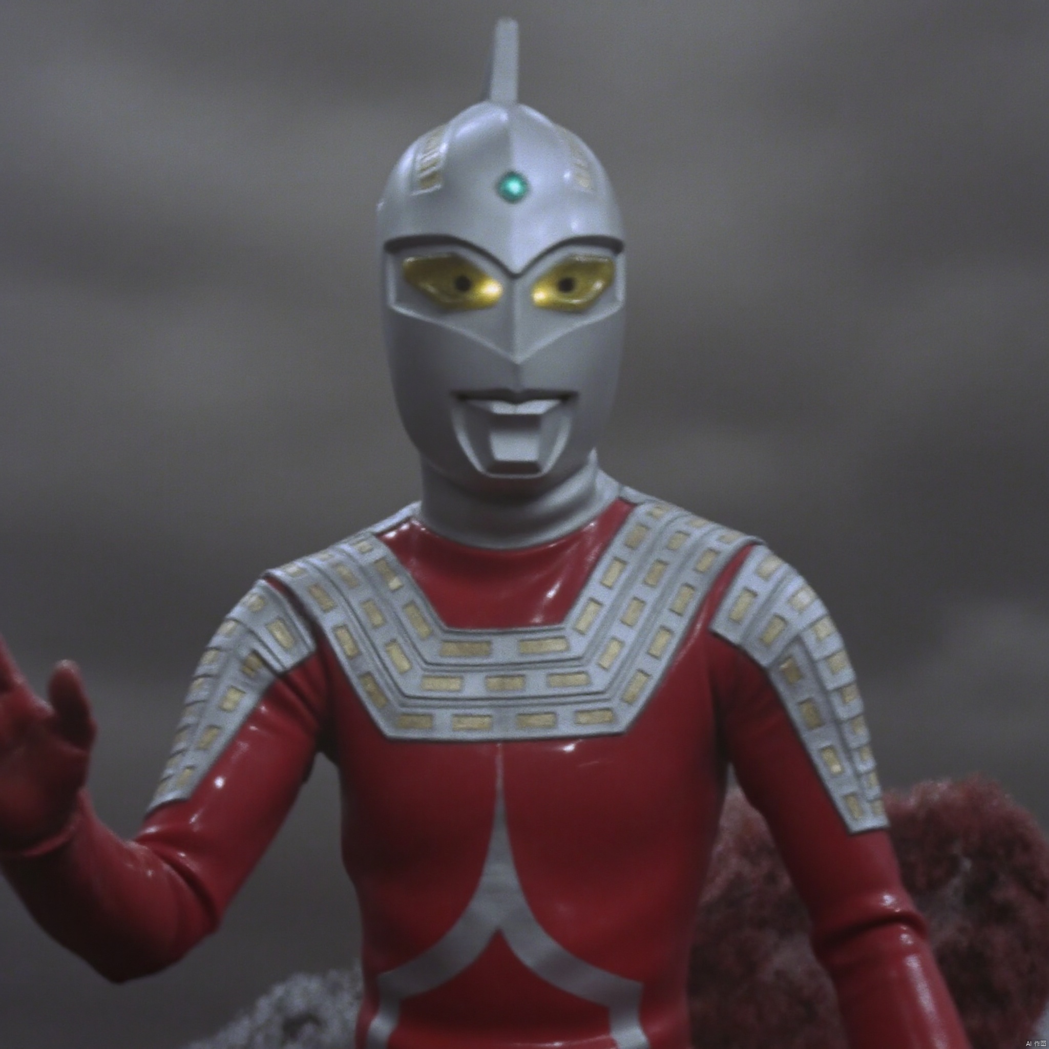 ultraman,red bodysuit,red gloves,legwear,gloves,boots,cover,mask,plugsuit,armor,bodysuit,silver pattern on body,red tight-fitting,red footwear,helmet,leather suit,latex,tokusatsu,no humans,science fiction,silver head,hard mask,no smile,no eyes,no nose,solo,red rubber bodysuit with silver line