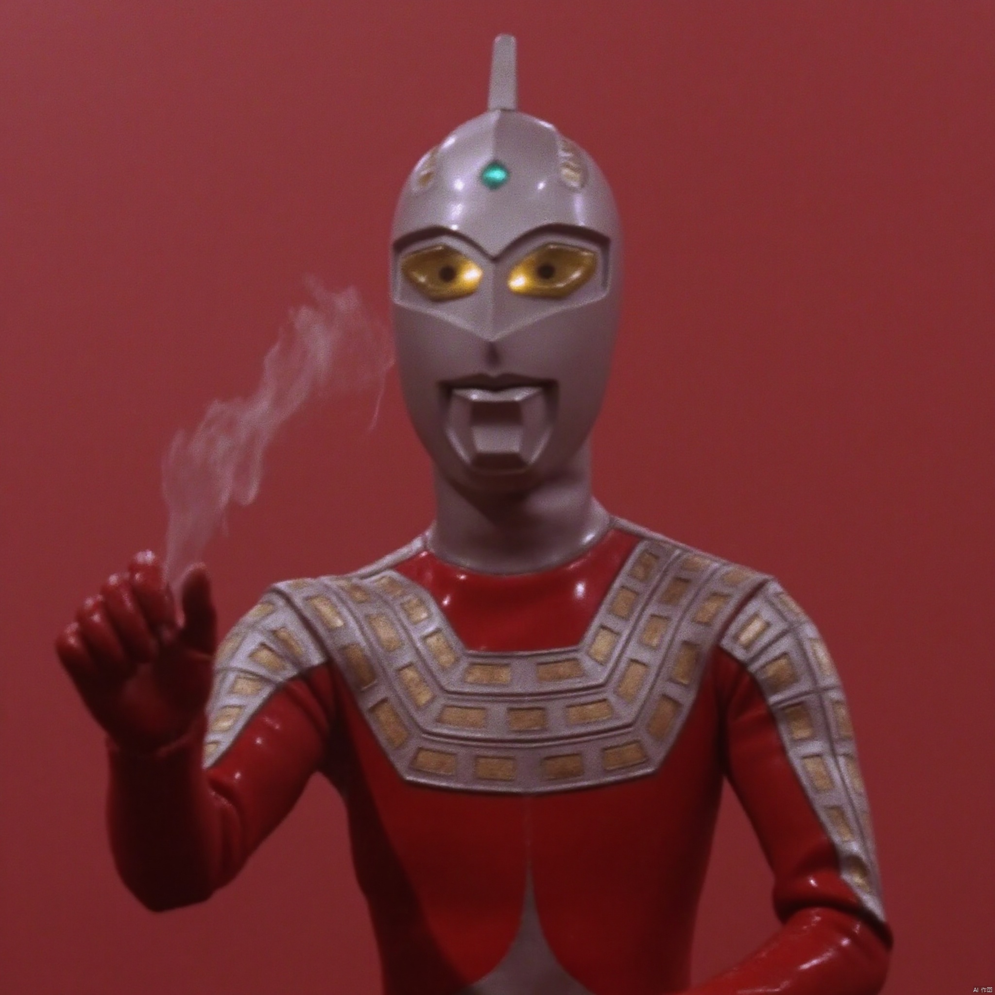 ultraman,red bodysuit,red gloves,legwear,gloves,boots,cover,mask,plugsuit,armor,bodysuit,silver pattern on body,red tight-fitting,red footwear,helmet,leather suit,latex,tokusatsu,no humans,science fiction,silver head,hard mask,no smile,no eyes,no nose,solo,red rubber bodysuit with silver line