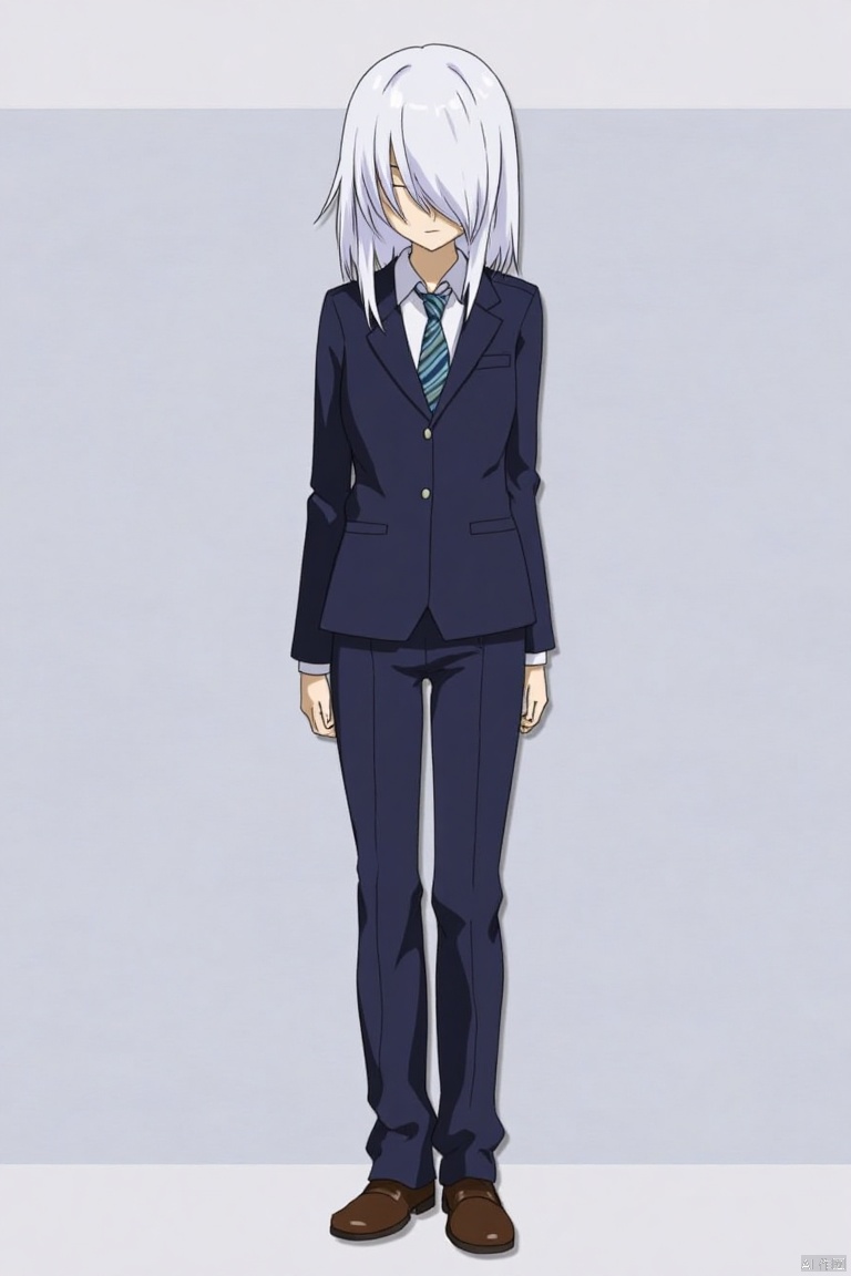 ,WXYH,3A,solo,GDXZ,(1girl:1.5),full body,dress shirt,**4WXDD,suit,white hair