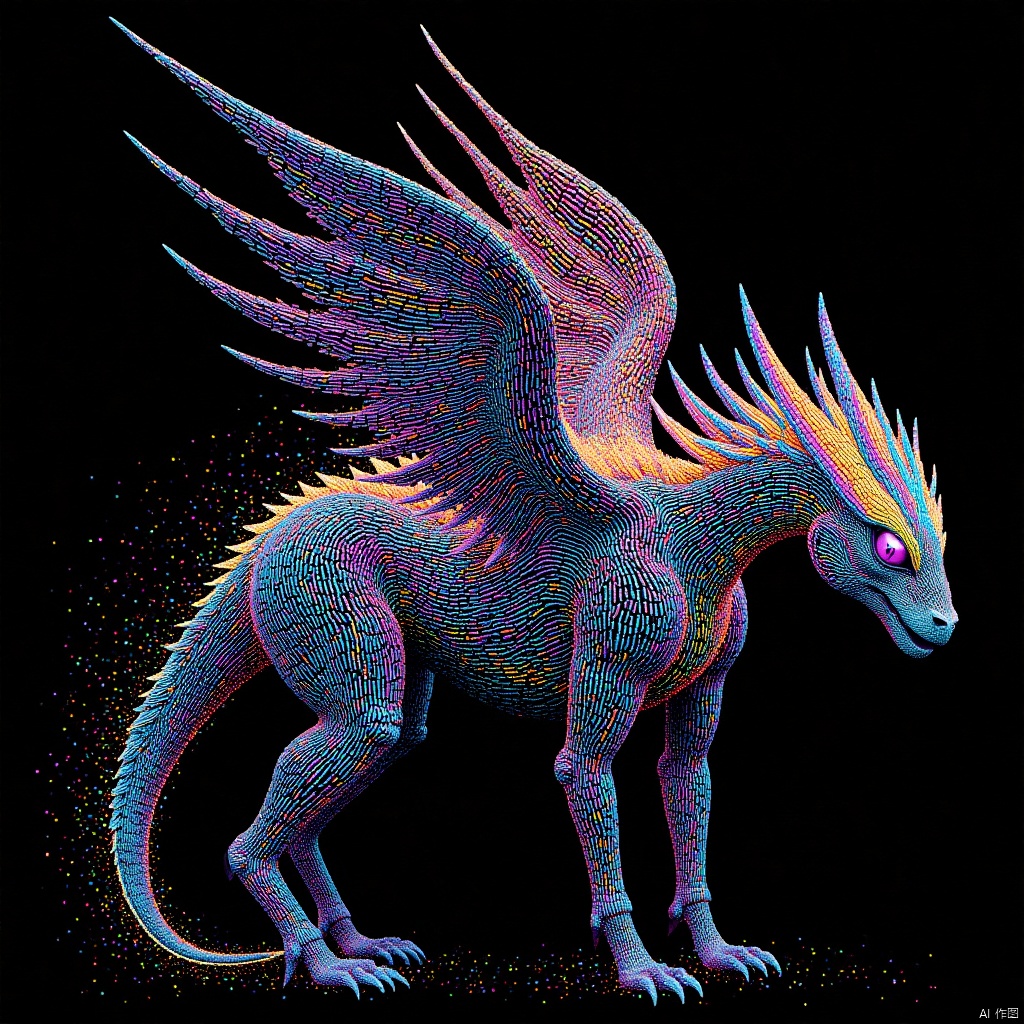 light and shadow, light and shadow, alien beasts, winged, ferocious