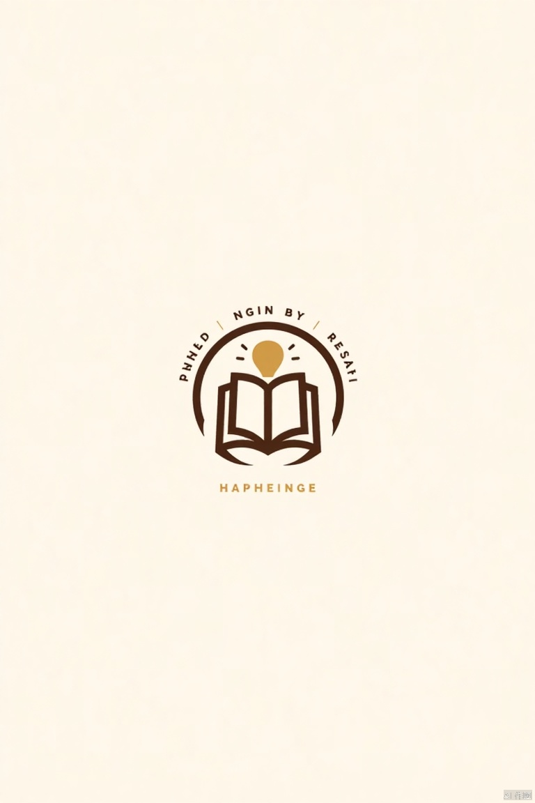 A simple, elegant logo featuring an open book with flowing pages, surrounded by a circular frame of soft, warm tones like beige, brown, and gold. The composition is balanced and centered, with a minimalist, hand-drawn aesthetic. Subtle details like text lines and a glowing lightbulb above the book symbolize knowledge and inspiration. The background is plain, ensuring focus on the serene, intellectual design. The logo is inviting and perfect for a literary or educational brand.