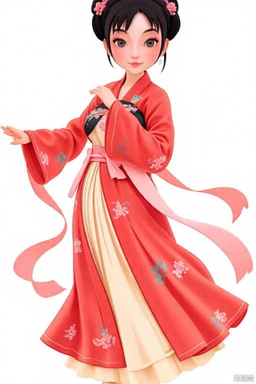 cartoon style,1girl, looking at viewer, cute_smile,Wearing Chinese opera costumes，full body，dancing ,vector style,cornell notes sheet with write：“happy new year”